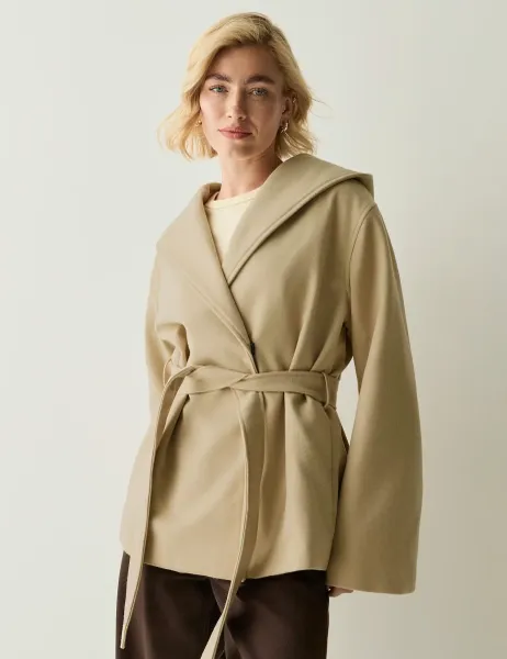 Regatta Showerproof Hooded Short Wrap Coat Beige