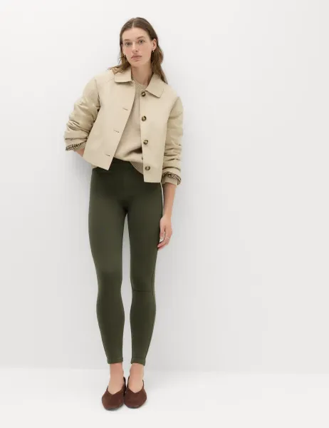 Marks & Spencer Cosy Pull On High Waisted Jeggings Khaki