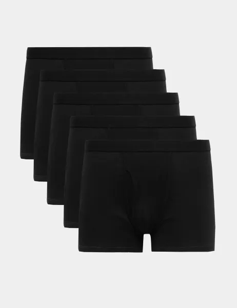 Marks & Spencer 5 Pack Pure Cotton Cool & Fresh Trunks Black