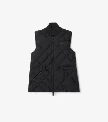 Check-stitch Nylon Devonside Gilet in Black