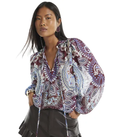 River Island Petite Burgundy Paisley Print Blouse