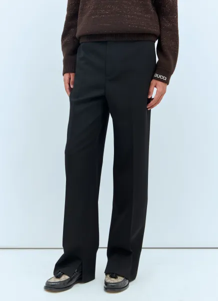 Logo Embroidery Wool Pants