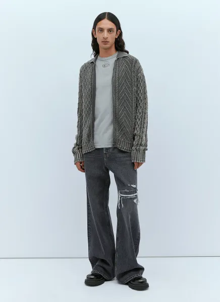 K-Epano Washed Cable Knit Cardigan