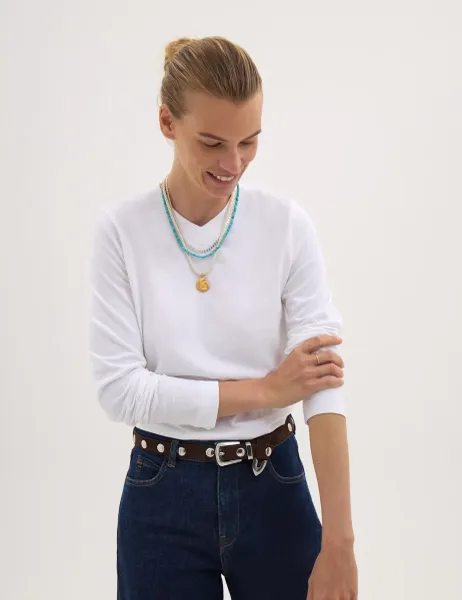 HUSH Pure Cotton V-Neck Top White