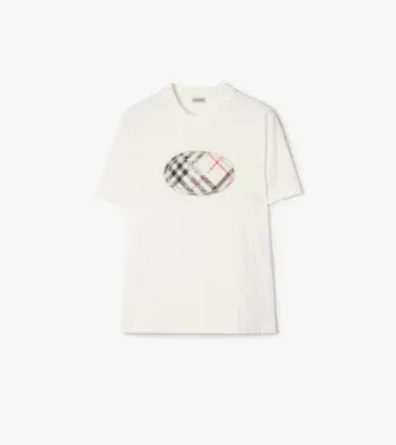 Check Knight Stamp Cotton T-shirt in Chalk white