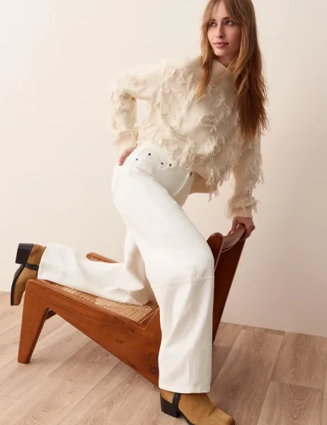 Per Una Lyocell Blend High Wasited Seamed Barrel Leg Jeans Ecru