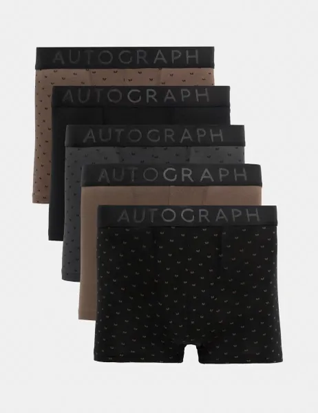 Autograph 5pk Modal Supersoft Geometric Hipsters Black Mix