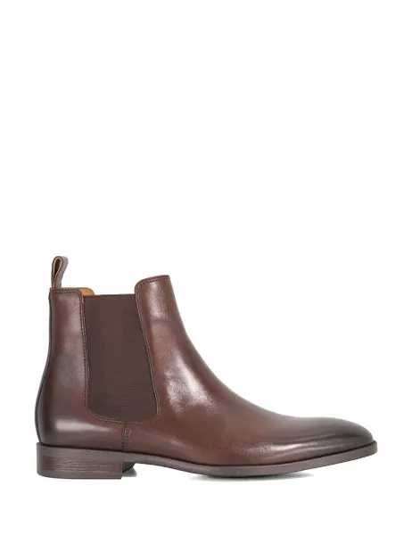 Dune London Leather Pull-On Chelsea Boots Dark Brown