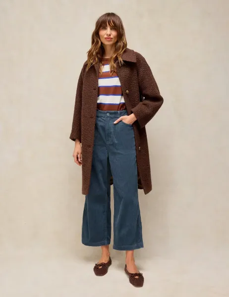 White Stuff Tia Cord Wide Leg Cropped Trousers Bright Blue