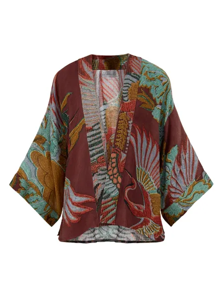 One Hundred Stars Crane Wool Short Kimono