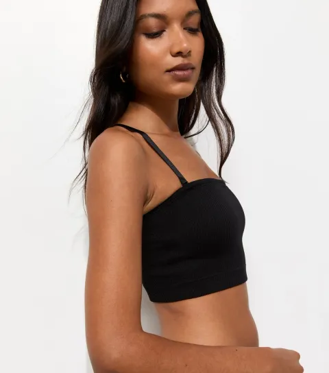 New Look Women's Black Rib Seamless Soft Multiway Bandeau Bra