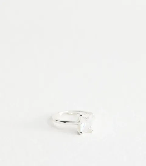 Silver Tone Cubic Zirconia Ring