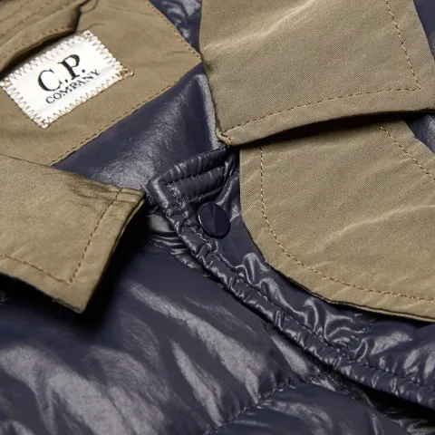 Garment Dyed Nylon Contrast Down Overshirt