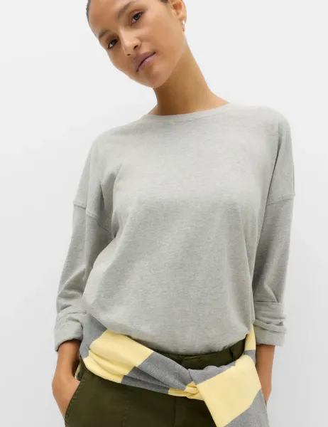 Marks & Spencer Pure Cotton Relaxed Top Grey Marl