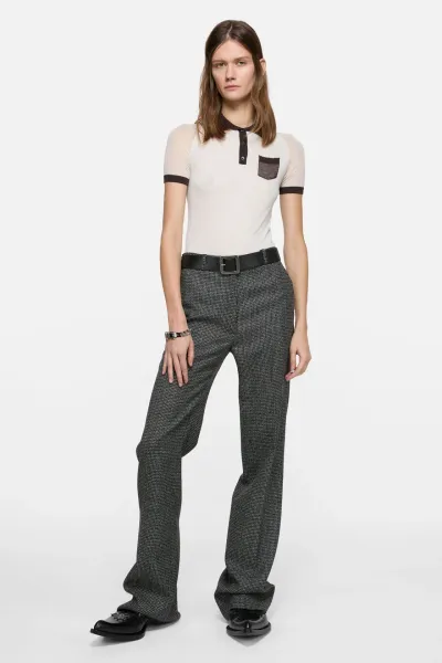 Sheer polo knit