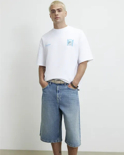 River Island Oversized Fit Santorini Scenic T-Shirt