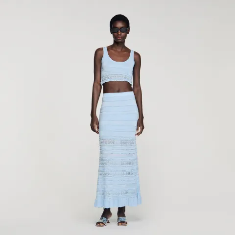 Pointelle knit crop top
