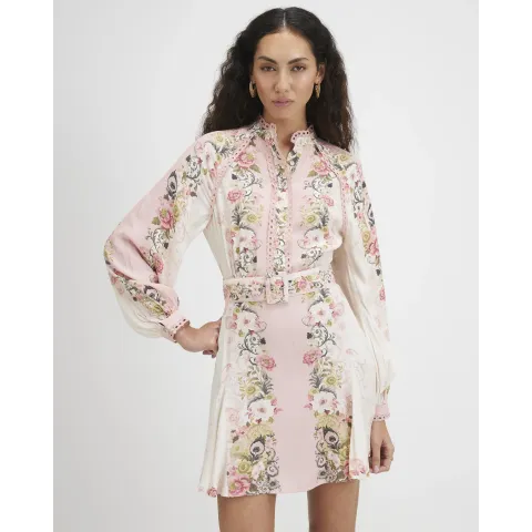 River Island Floral Print Lace Detail Shirt Dress
