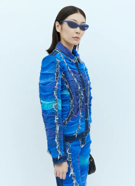 Mesh Construction Denim Jacket