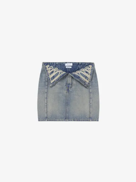 Metallic Frogging Fold Over Mini Skirt