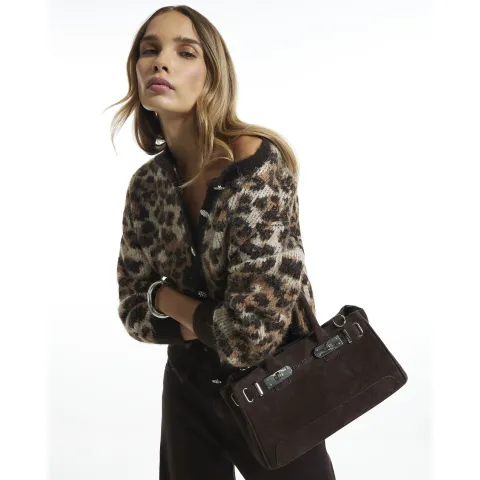 River Island Leopard Embellished Button Cardigan