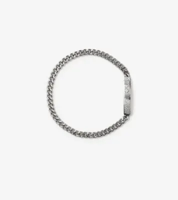 Engraved Check Chain Bracelet in Silver