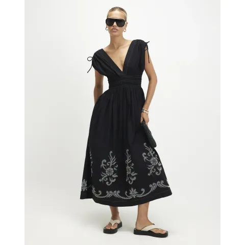 River Island Cutwork Hem Midi Dress