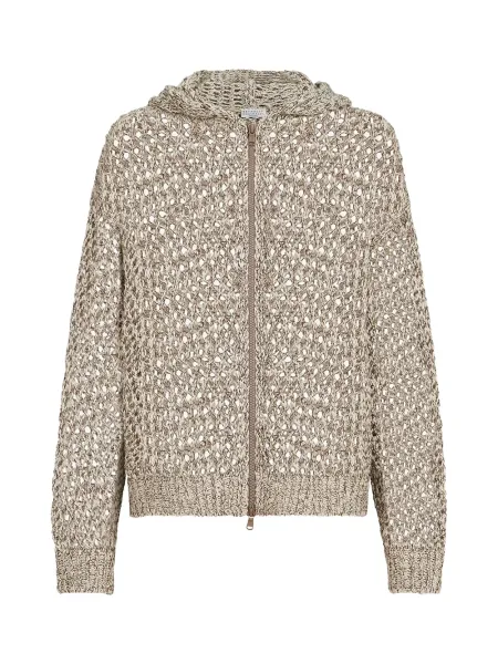 Net Hooded Cardigan Rope