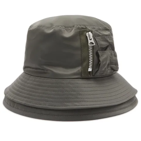 Pocket Double Brim Bucket Hat