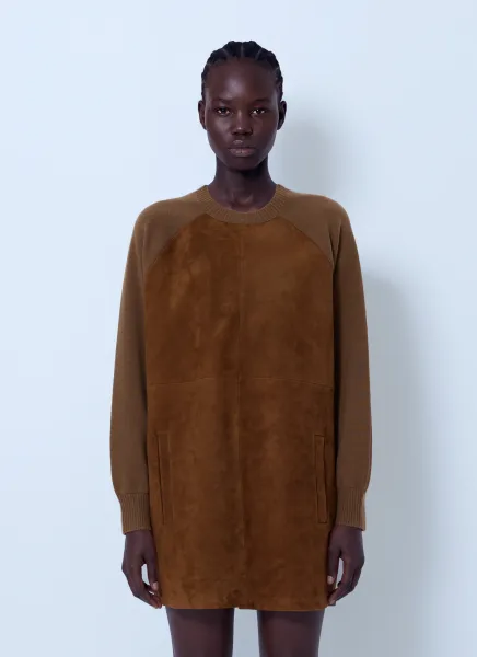 Suede Panel Dress