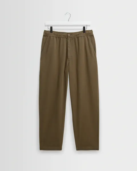 Wax London Kurt - Dark Khaki Organic Cotton Twill Trouser