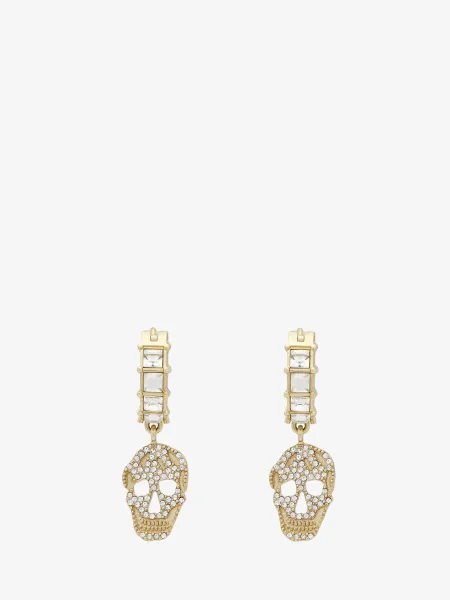 Pavé Skull Hoop Earrings