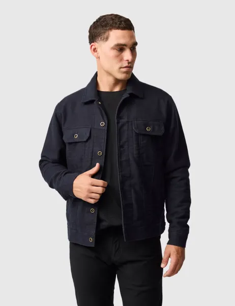 Rodd & Gunn Greenbay Pure Cotton Padded Trucker Jacket Navy