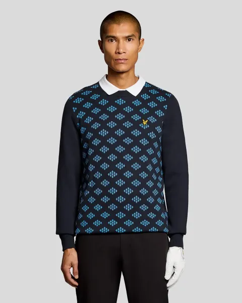 Lyle & Scott Cotton Crew Neck Argyle Jumper