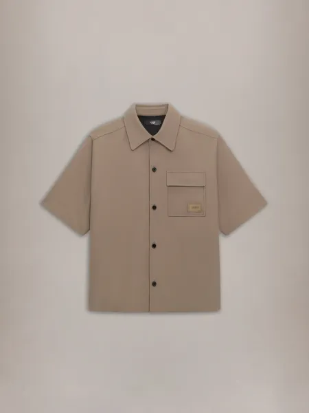 PATCH CADY SHORT SLEEVE POCKET SHIRT - Dark Sand