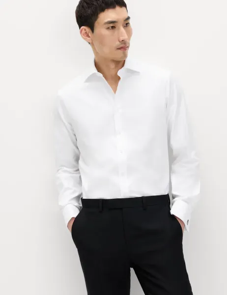 M&S SARTORIAL Slim Fit Luxury Pure Cotton Twill Shirt White