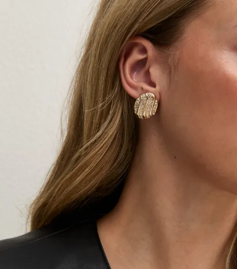 New Look Gold Tone Diamante Oval Stud Earrings