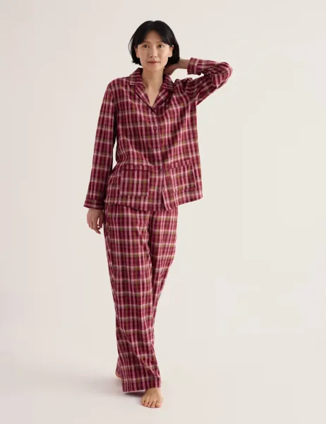 Seasalt Cornwall Pure Cotton Checked Pyjama Set Red Mix