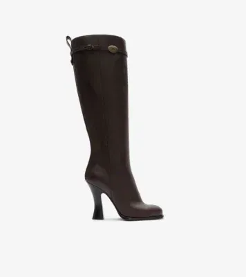 Leather Pillar Boots in Dark Brown