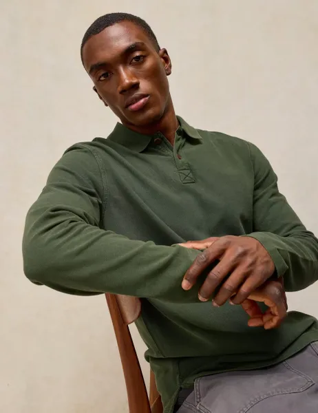 White Stuff Pure Cotton Knitted Polo Shirt Dark Green