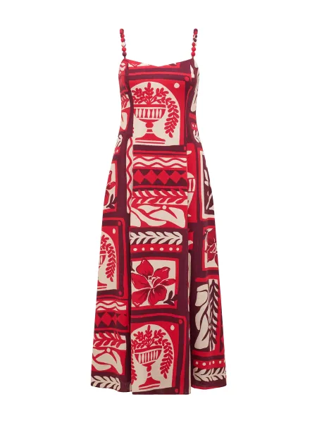 Forever New Simona Square Neck Strappy Linen Midi Dress