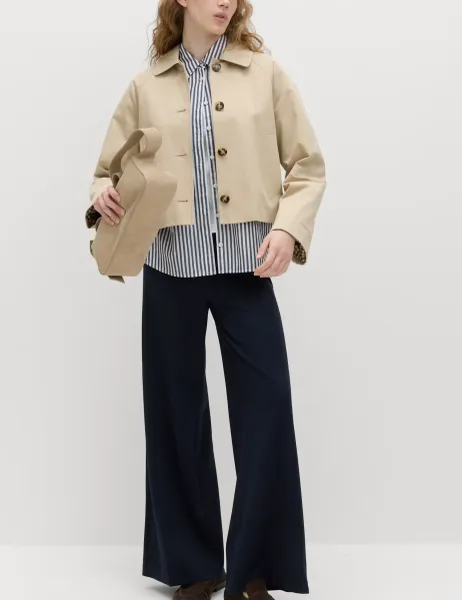 Marks & Spencer Jersey Wide Leg Trousers with Stretch Dark Navy