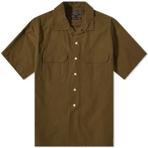 Short Sleeve Open Collar Linen Shirt