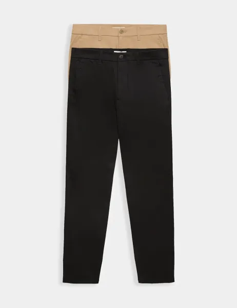 Marks & Spencer 2 Pack Regular Fit Stretch Chinos Black Mix