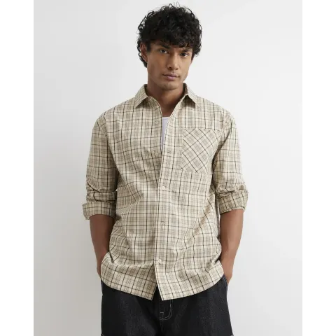 River Island Oversized Fit Cotton Check Shirt
