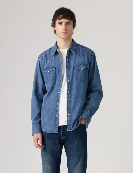 Levi's Levi's Regular Fit Denim Western Shirt Light Blue
