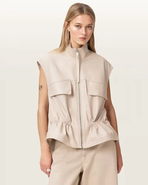 Flor Relaxed Fit Leather Gilet