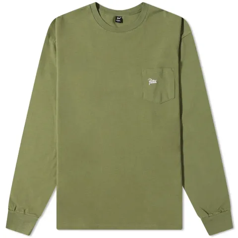 Long Sleeve Washed Pocket Logo Tee