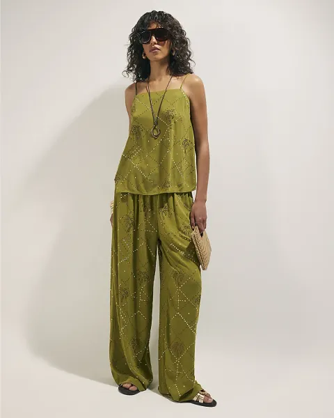 River Island Palm Embellished Trousers