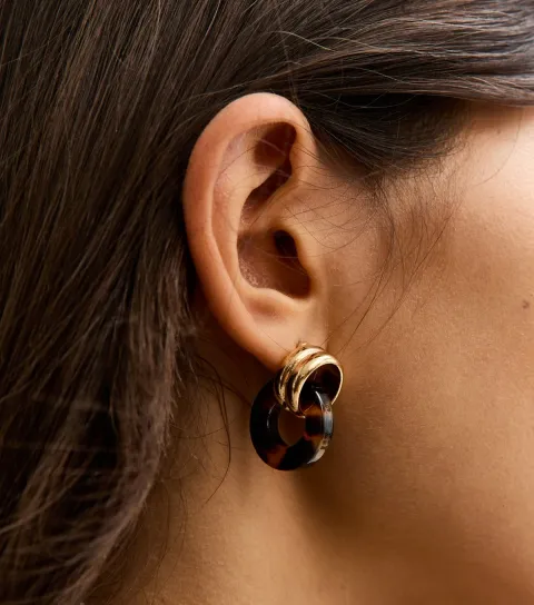 Brown Tortoiseshell Circle Loop Earrings